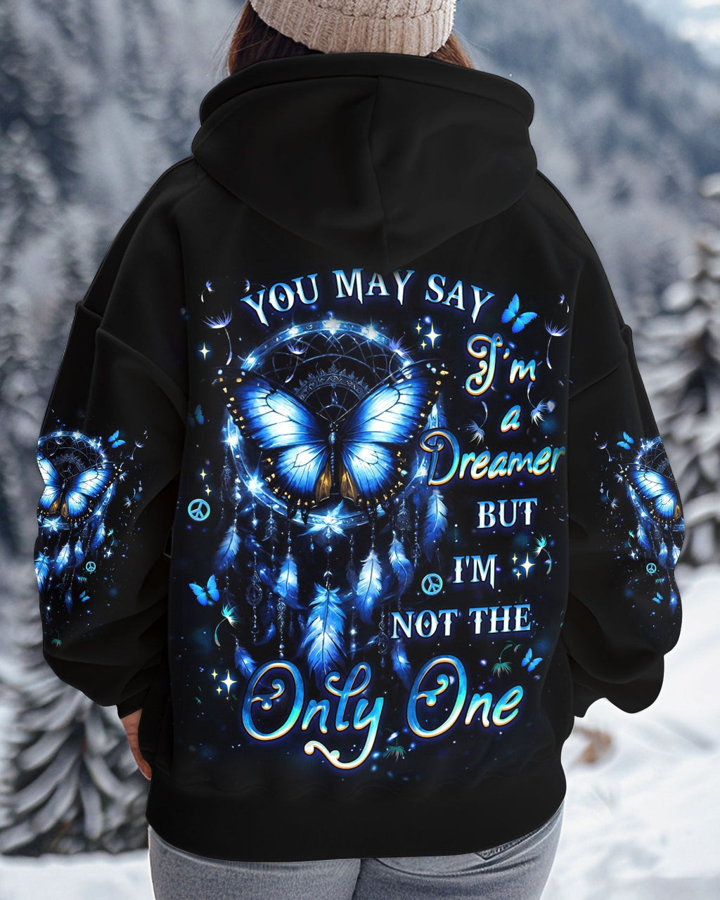 Im a Dreamer but Im not the Only One Blue Dreamcatche Butterfly AOP Shirts _1_ 9FPFz