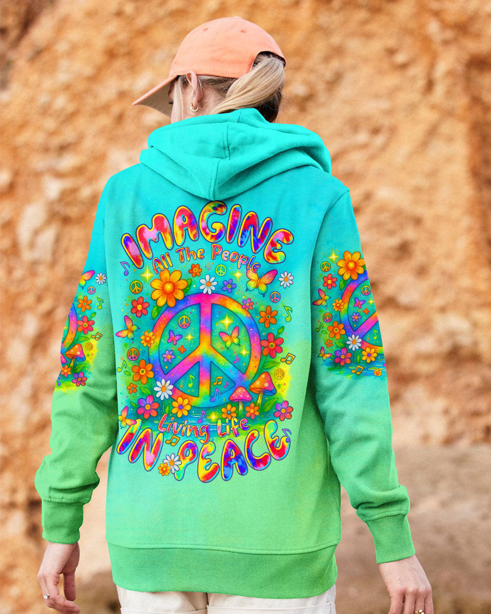 Imagine All The People Living Life In Peace Retro Hippie Peace Symbol AOP Shirts _11_ u0z66