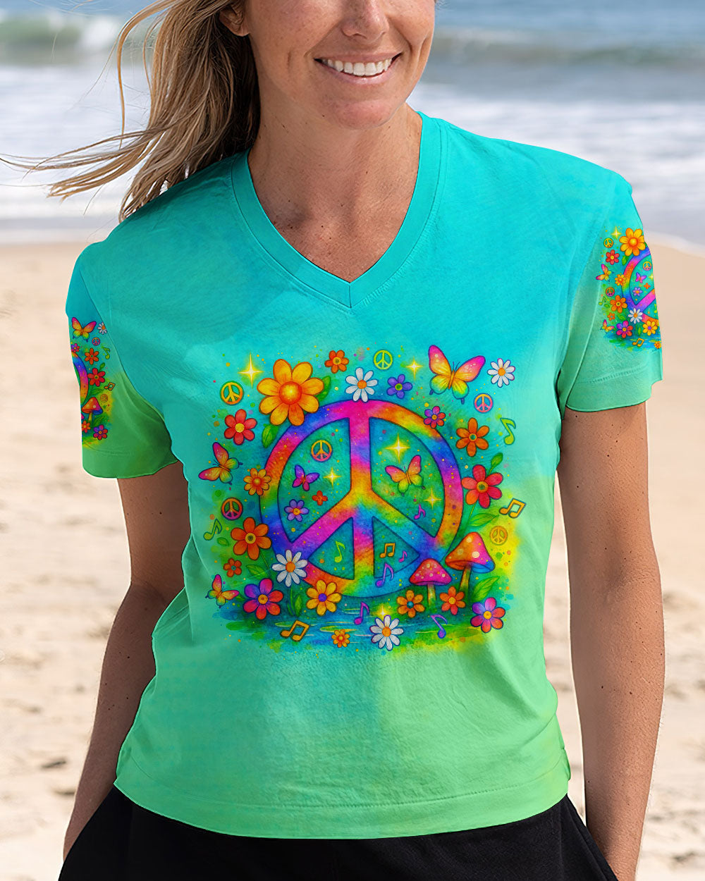 Imagine All The People Living Life In Peace Retro Hippie Peace Symbol AOP Shirts _2_ 4xTIS