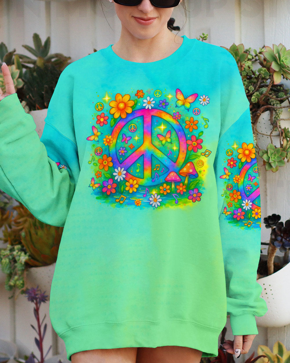 Imagine All The People Living Life In Peace Retro Hippie Peace Symbol AOP Shirts _4_ 5ZT78