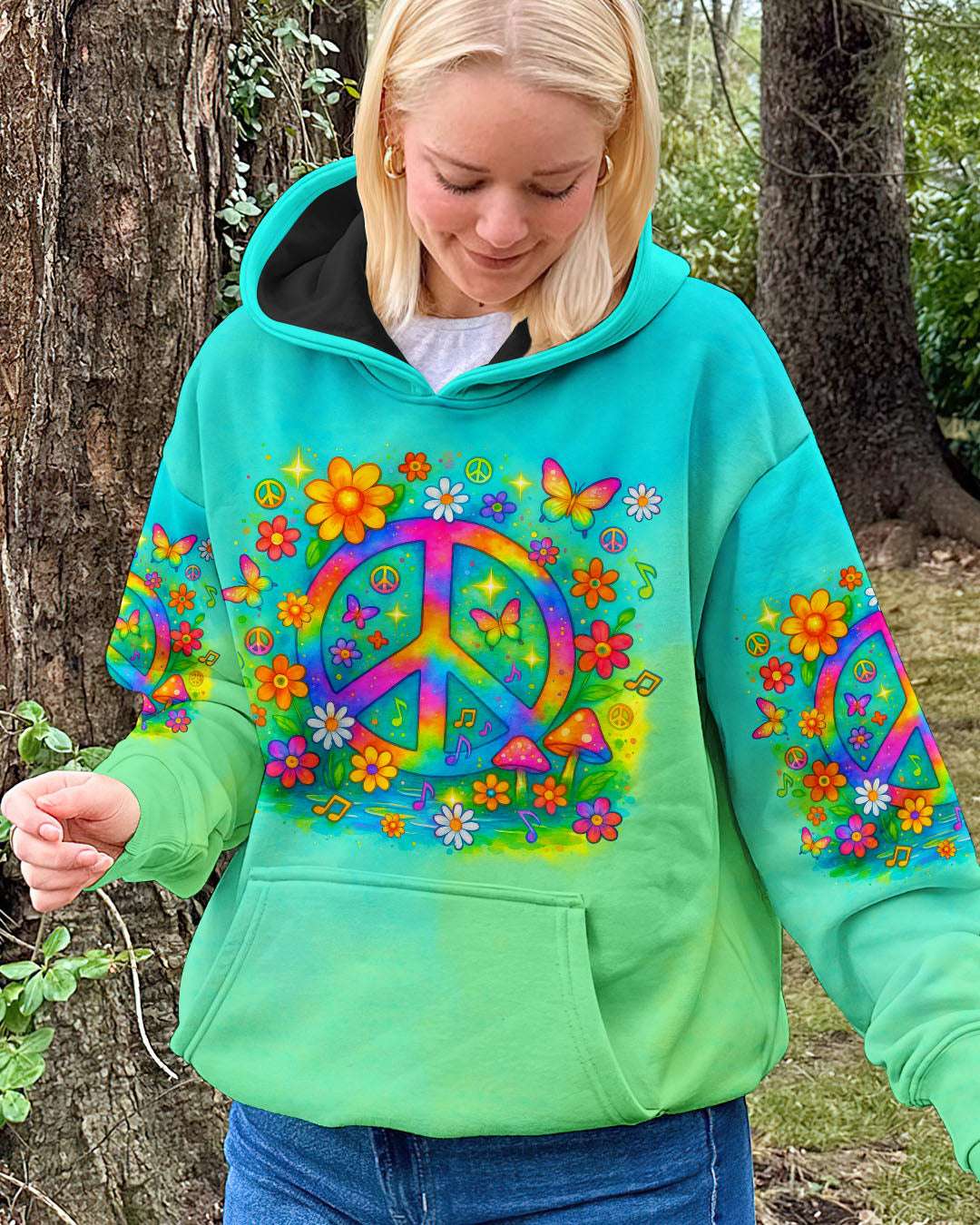 Imagine All The People Living Life In Peace Retro Hippie Peace Symbol AOP Shirts _8_ rF1NK