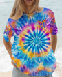 Imagine All The People Living Life In Peace Tie Dye Peace Symbol Graphic Tee for Women AOP Shirts _2_ q7LBM