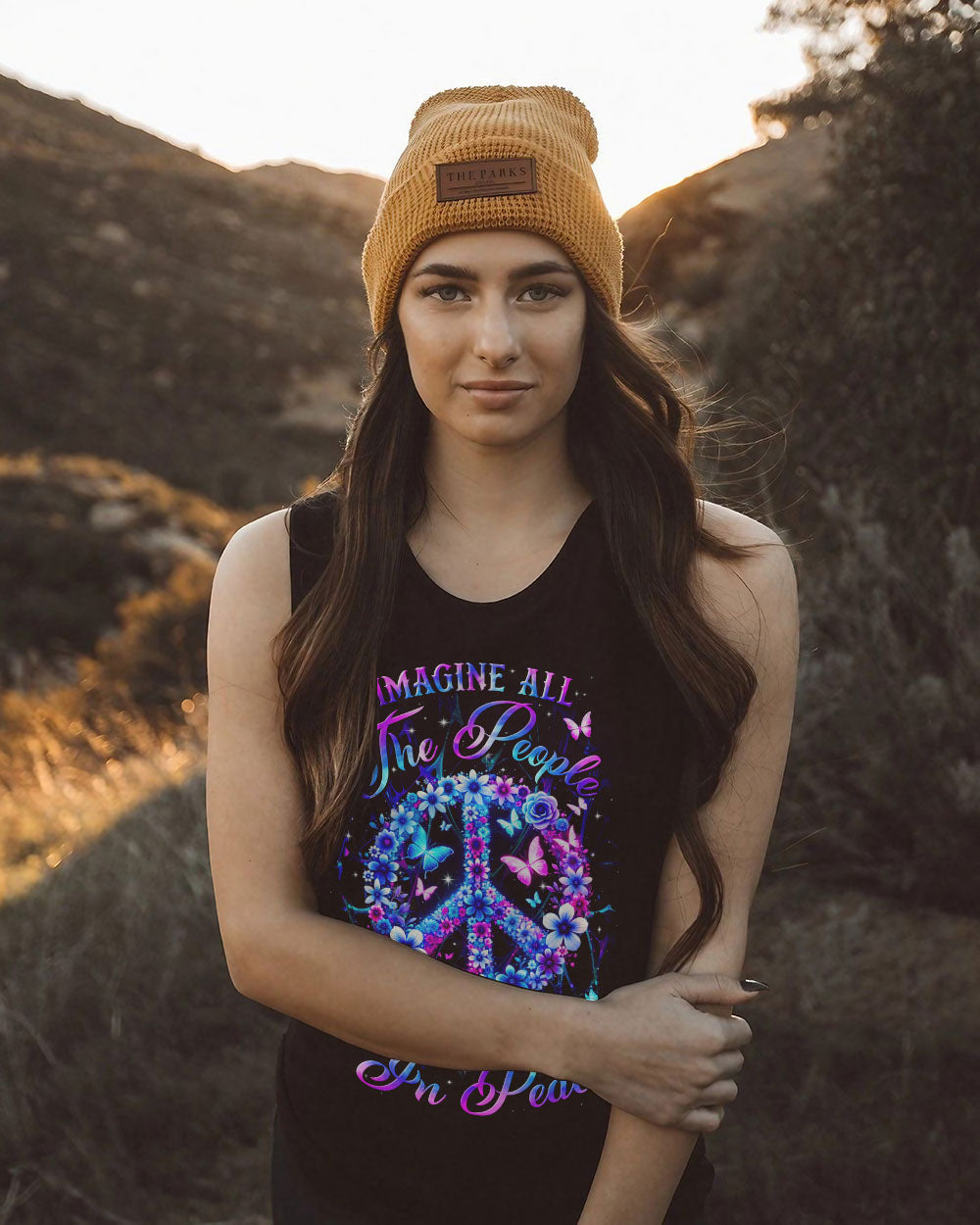 Imagine All the People Living Life in Peace Hippie Peace Symbol AOP Shirts _6_ geAzk