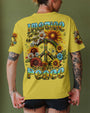 Imagine All the People Living Life in Peace Sunflower Peace Sign Design AOP Shirts _3_ IeKWN