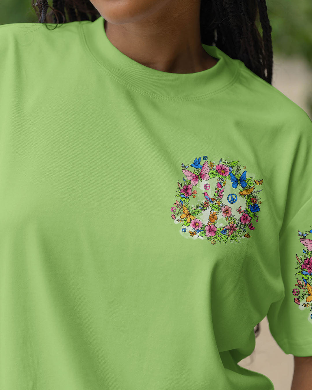 Imagine All the People Living Life in Peace Vibrant Peace Sign Design with Flowers _26 Birds AOP Shirts _14_ Mi0W7