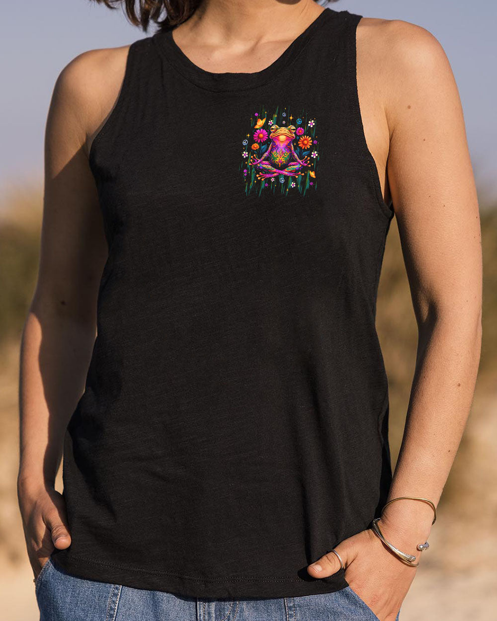 Inner Harmony Psychedelic Meditating Frog Hippie Graphic AOP Shirts _6_ 5Gswj