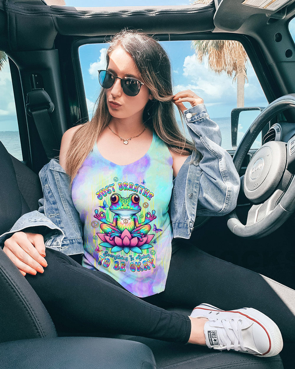 Just Breathe Everything Is Going To Be Okay Frog Tie Dye Yoga Hippie AOP Shirts _9_ oVxUR