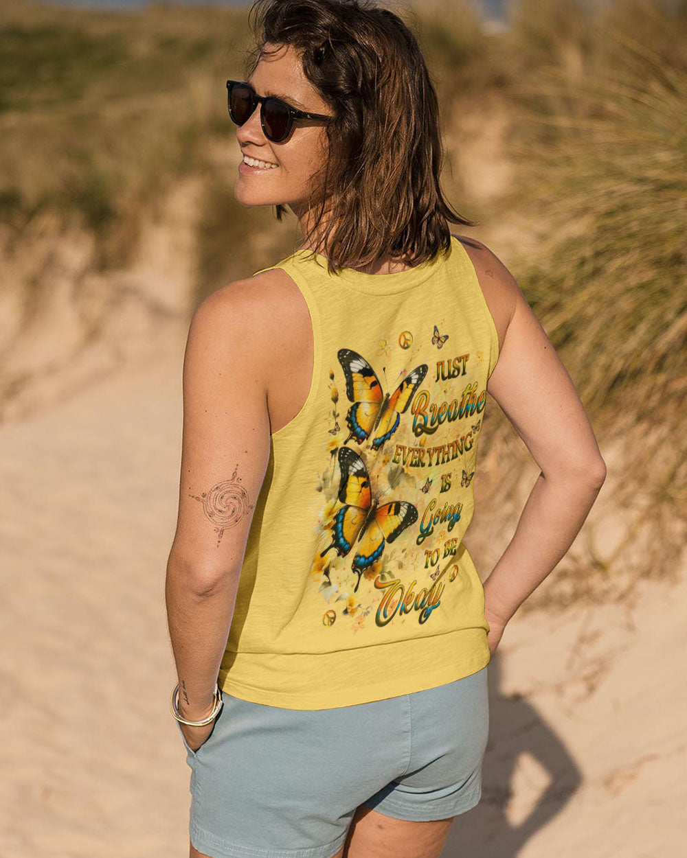Just Breathe Everything Is Going To Be Okay Inspirational Butterfly AOP Shirts _11_ 4AzSt