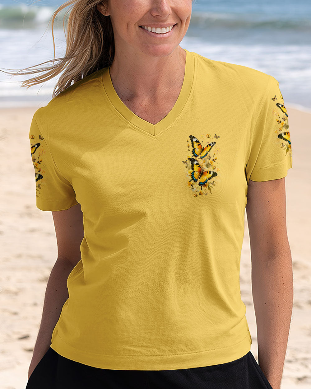 Just Breathe Everything Is Going To Be Okay Inspirational Butterfly AOP Shirts _2_ cEP1b