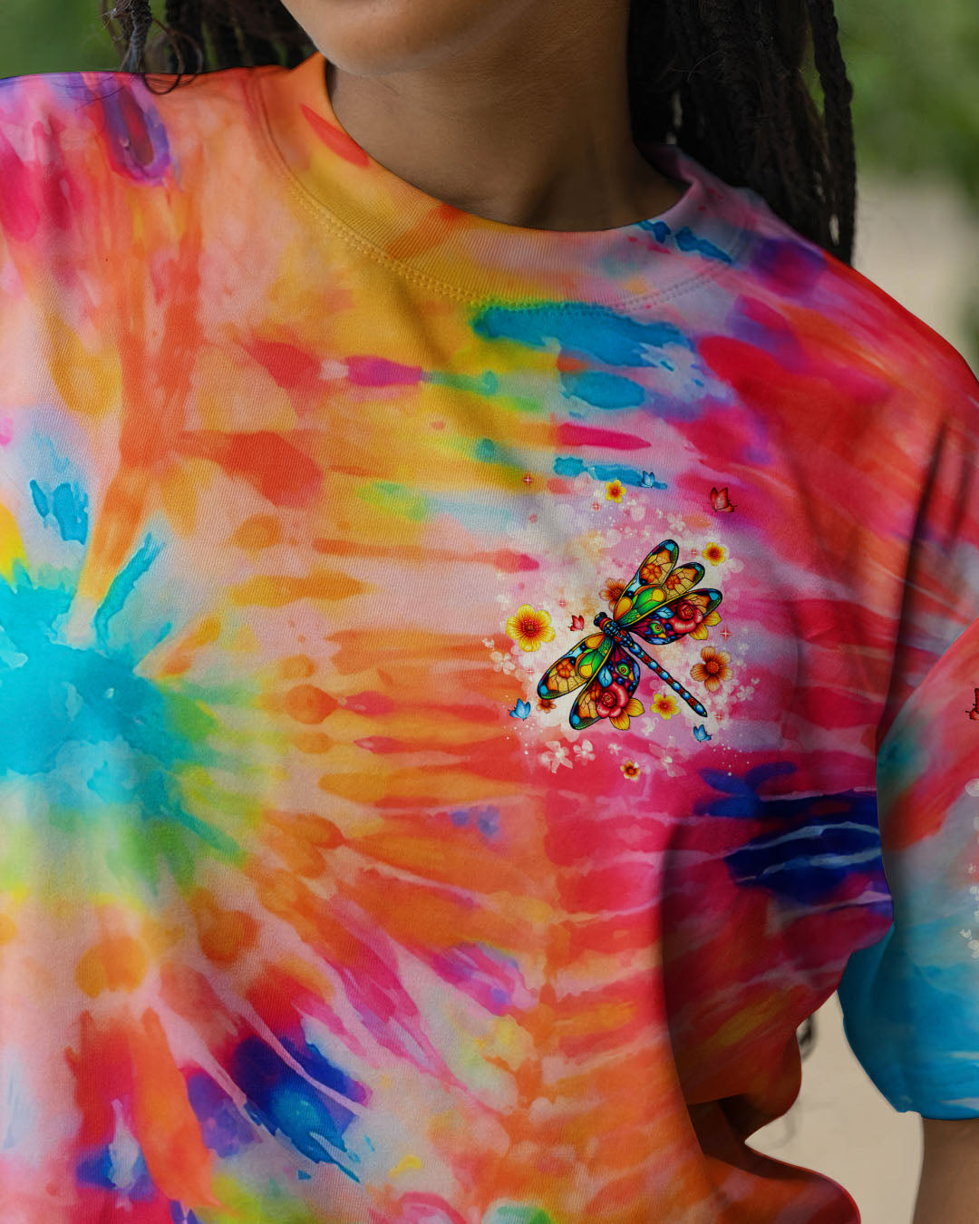 Just Breathe Everything Is Going To be Okay Tie Dye Dragonfly Graphic Tee for Women AOP Shirts _3_ xPRD3