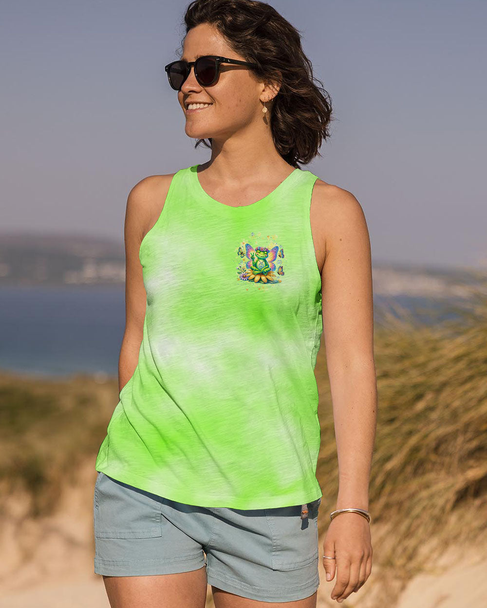 Just Breathe Everything Is Going to Be Okay Frog Meditating Peace AOP Shirts _10_ cCQMM