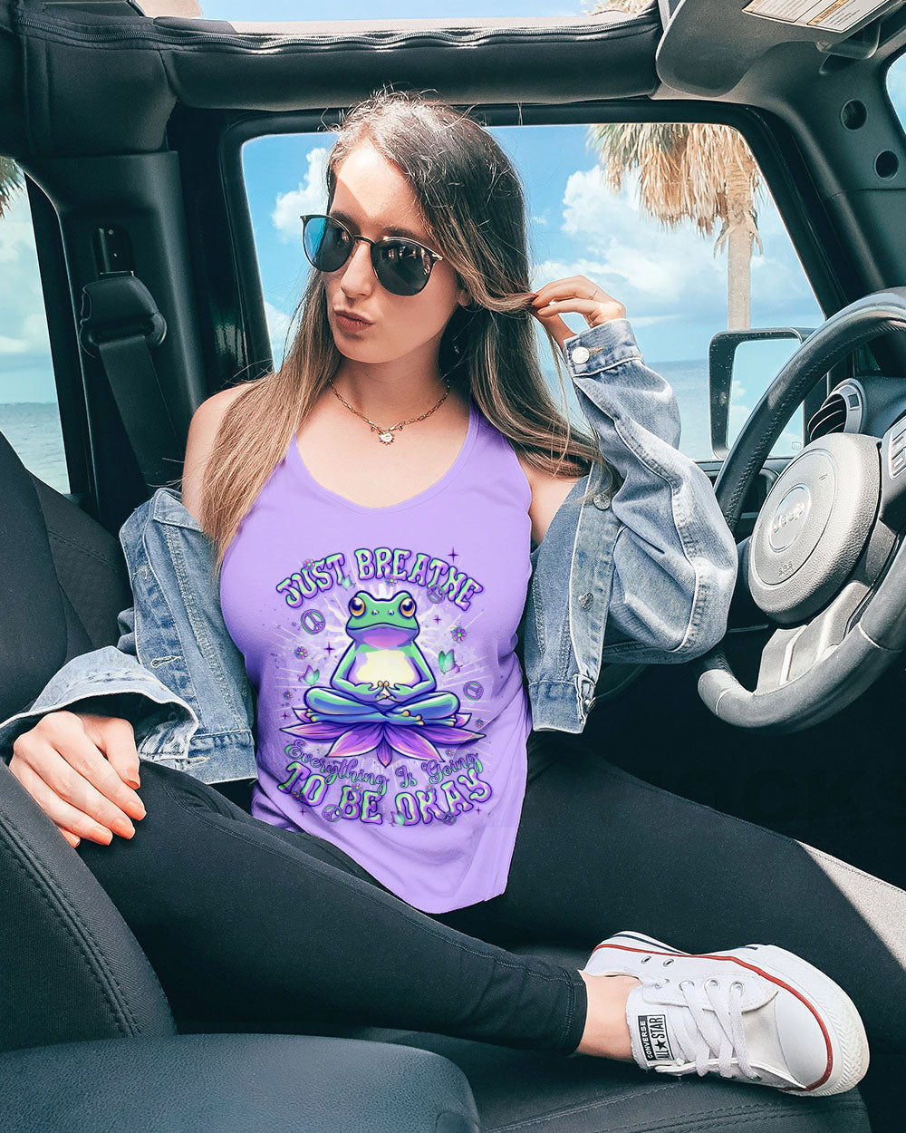 Just Breathe Everything Is Going to Be Okay Frog Mindful Yoga AOP Shirts _7_ Nf3hb
