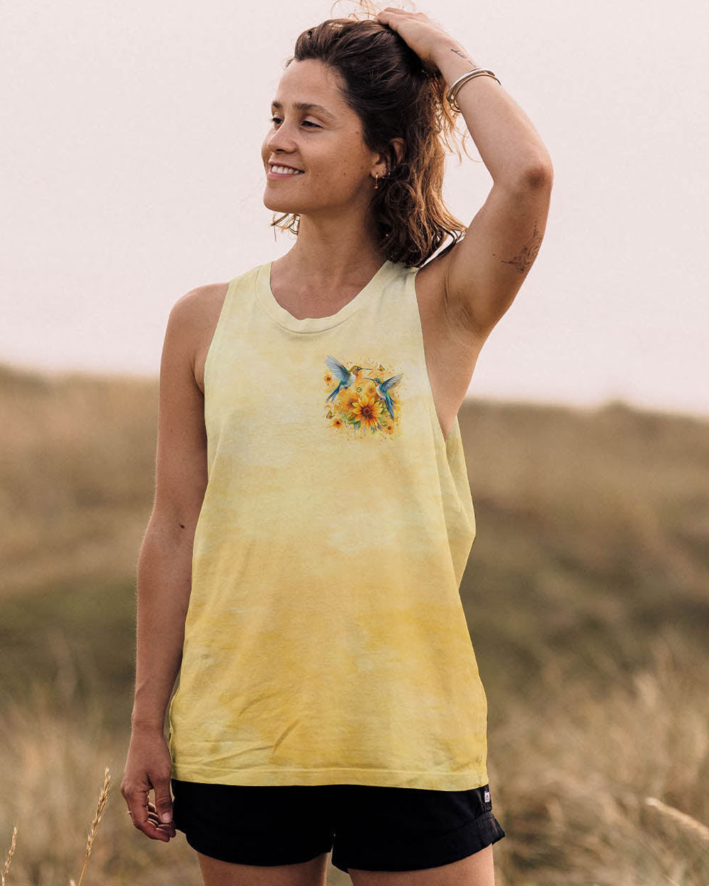 Just Breathe Everything Is Going to Be Okay Hummingbird and Floral AOP Shirts _14_ iwoye
