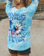 Just Breathe Everything is Going to Be Okay Blue Butterfly Daisy AOP Shirts _5_ rRwdz