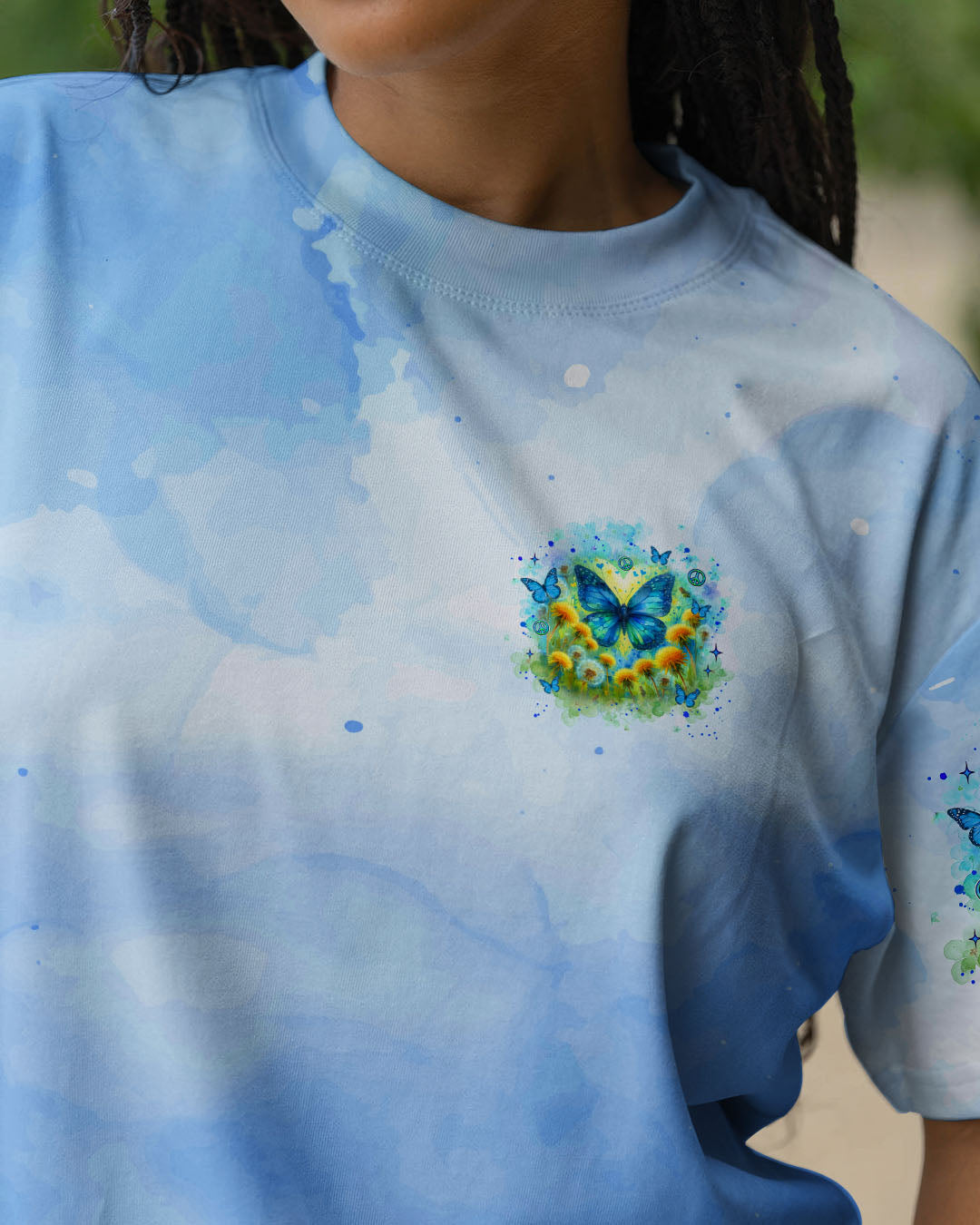 Just Breathe Everything is Going to Be Okay Butterfly Light Blue Design for Women AOP Shirts _3_ 16Fl4