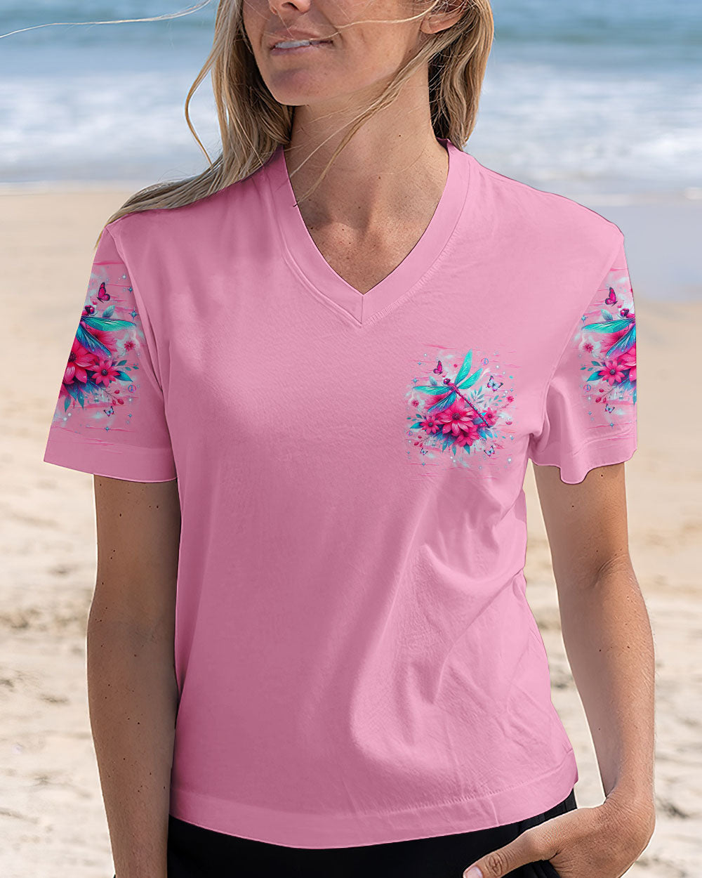 Just Breathe Everything is Going to Be Okay Dragonfly and Butterfly Graphic AOP Shirts _4_ gMOXD