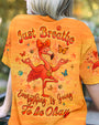 Just Breathe Everything is Going to Be Okay Peaceful Flamingo Bright Orange Design AOP Shirts _3_ yAliu