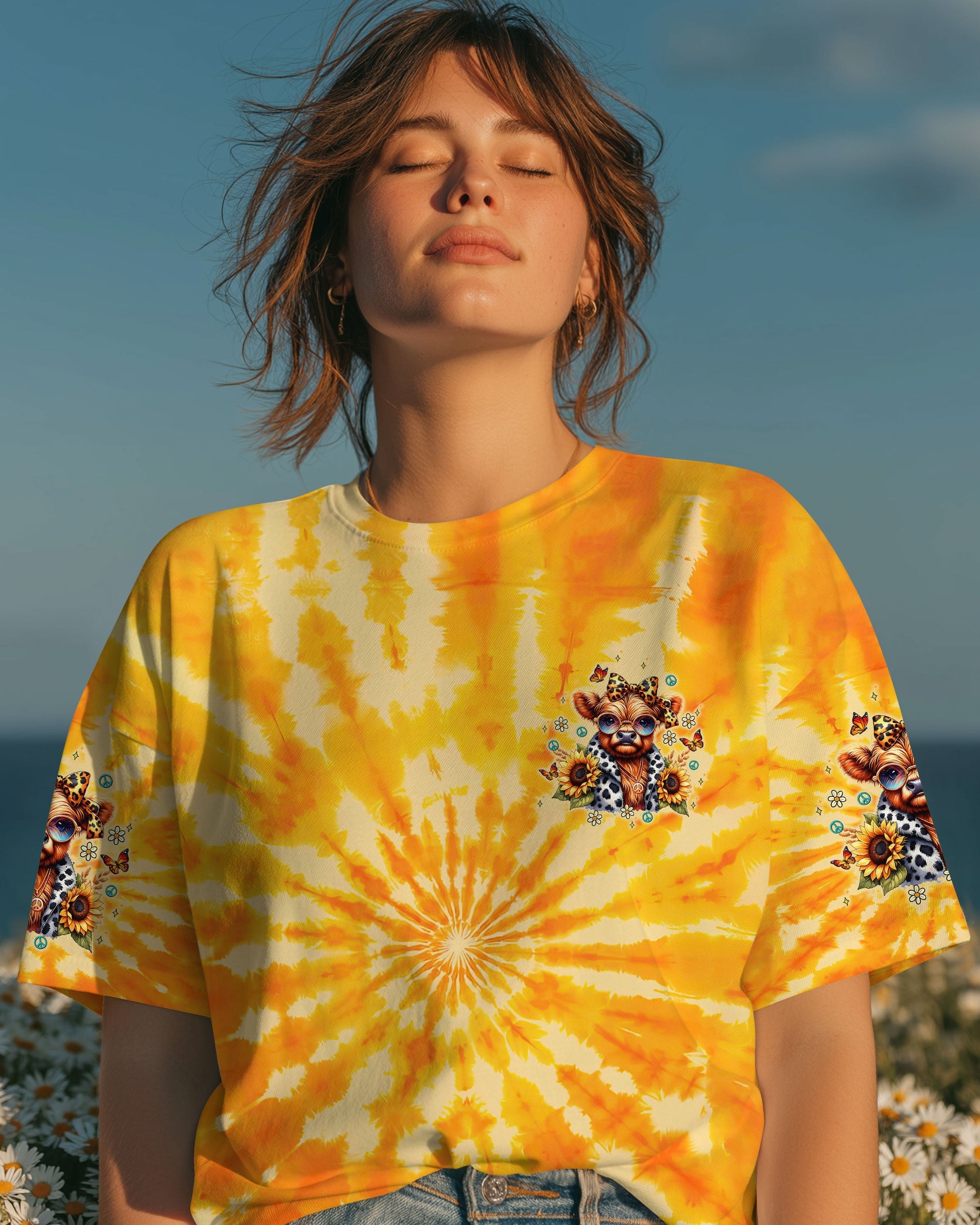 Kinda Boujee Kinda Broke Adorable Cow in Sunglasses _26 Sunflower Design AOP Shirts _16_ CY8dh