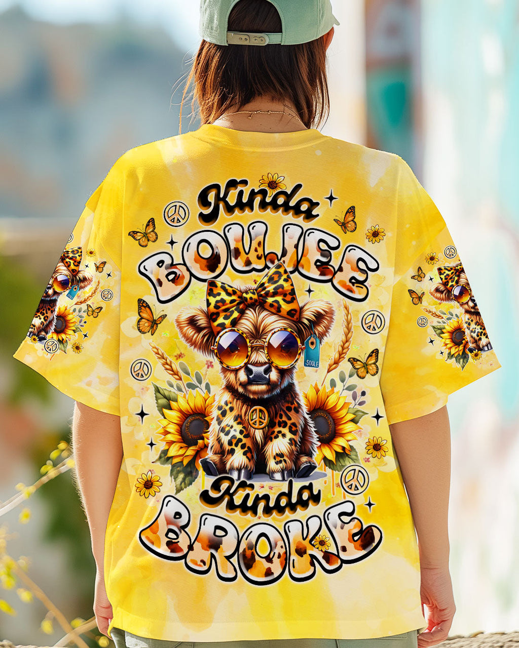 Kinda Boujee Kinda Broke Cute Cow with Sunglasses _26 Sunflower Design AOP Shirts _1_ hQTbW