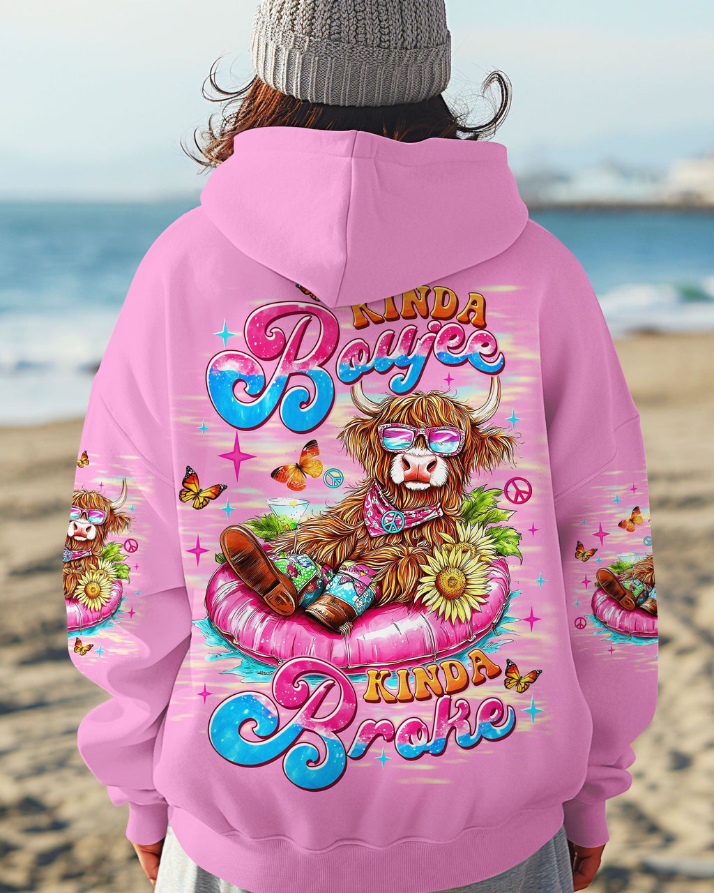 Kinda Boujee Kinda Broke Funny Cow Print with Retro Vibes and Floral Design AOP Shirts _1_ HHzOY