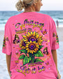 Let It Be Whisper Words of Wisdom Hippie Sunflower Graphic for Women AOP Shirts _3_ 1807p
