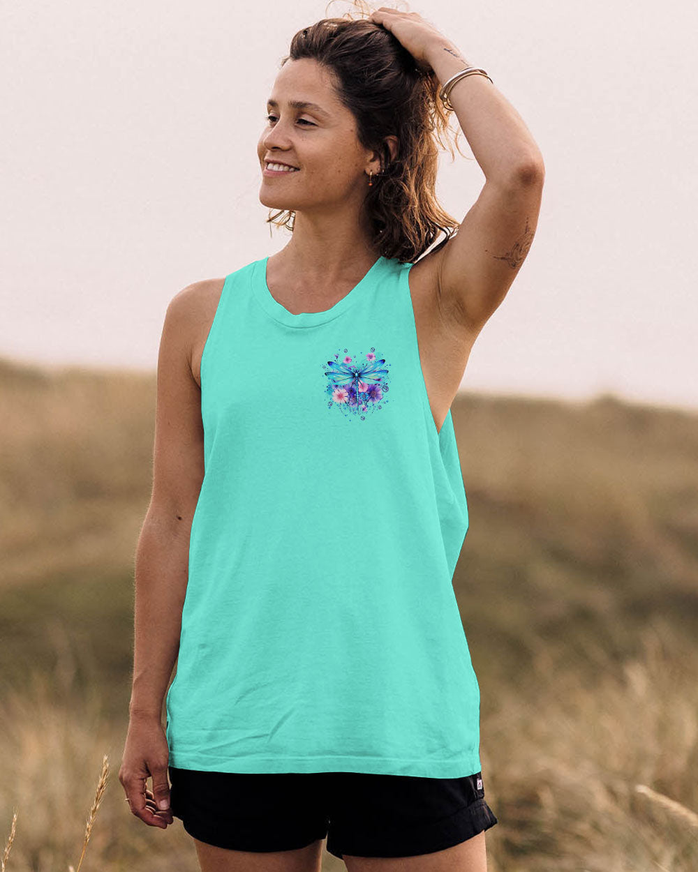 Listen to the Wind Listen to Your Heart Dragonfly and Wildflower Quote Tee AOP Shirts _13_ 7MohJ