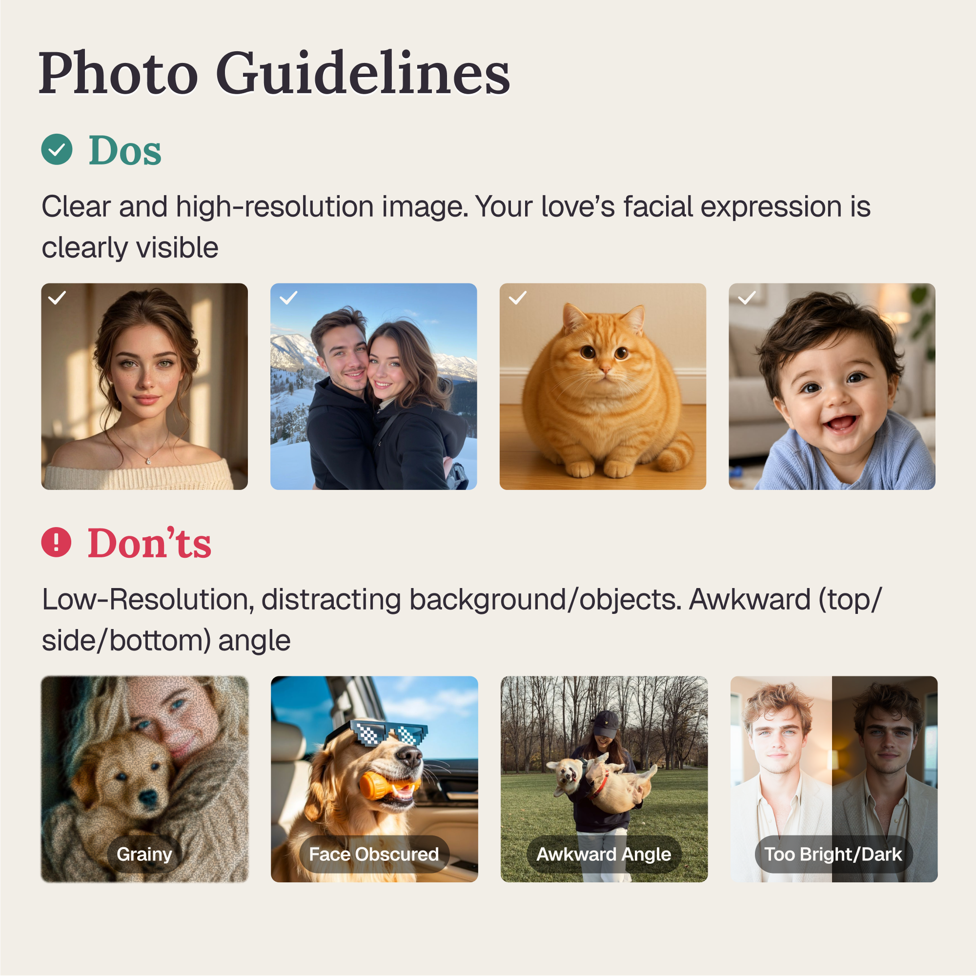 Macorner Cut Face Photo Guidelines