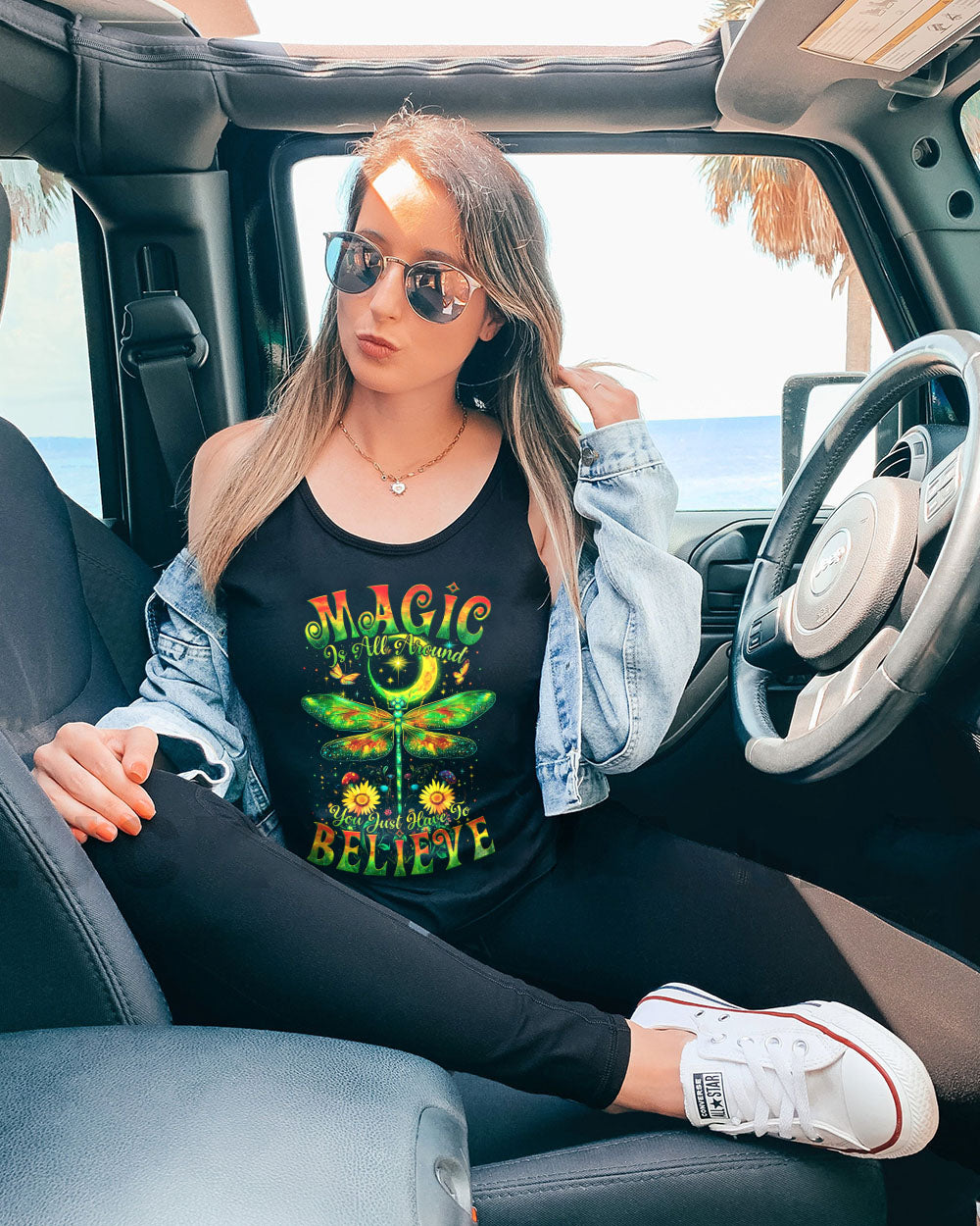 Magic Is All Around You Just Have to Believe Dragonfly and Moon Celestial Graphic AOP Shirts _9_ VKlre