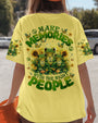 Make Memories with the Right People Cute Peaceful Frogs and Sunflowers AOP Shirts _5_ SRz24
