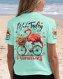 Make Today Flamazing Flamingo on Bicycle with Flower Graphic for Women AOP Shirts _5_ DVvb6