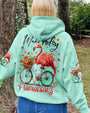 Make Today Flamazing Flamingo on Bicycle with Flower Graphic for Women AOP Shirts _7_ VBlvV
