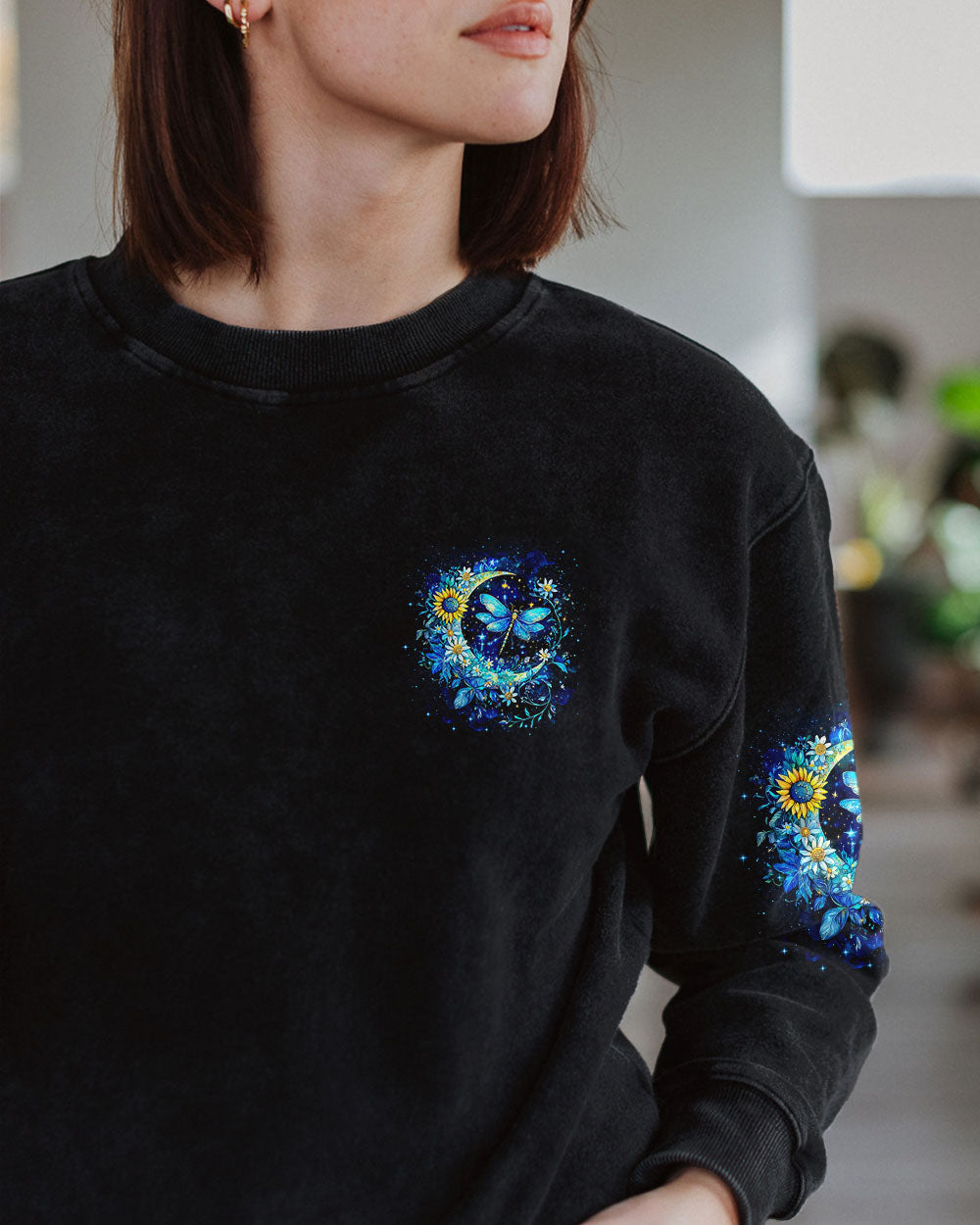 May You Touch Dragonflies and Stars Dragonflies and Moon Floral Graphic AOP Shirts _2_ UDQpV