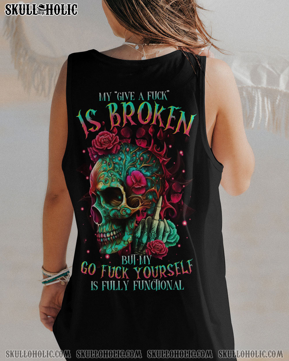 My Give a F is Broken but My go F yourself is fully Funtional Skull Colorful Floral AOP Shirts _15_ hdgjw