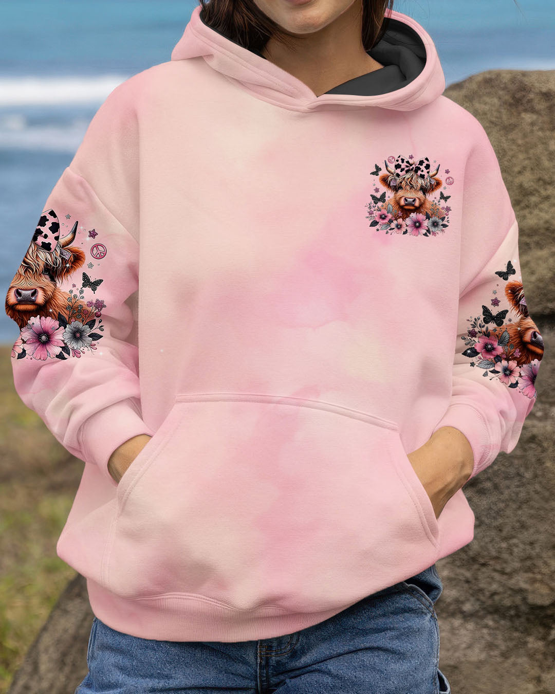 Not a Hot Mess Im A Spicy Disaster Cute Cow Design with Flowers _26 Butterflies AOP Shirts _4_ pa0oB