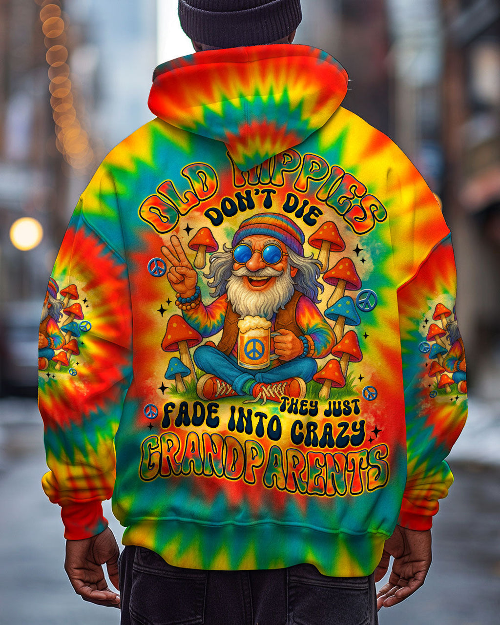 Old Hippies Dont Die Fade Into Crazy Grandparents Funny Tie Dye Design AOP Shirts _1_ 3xjwV