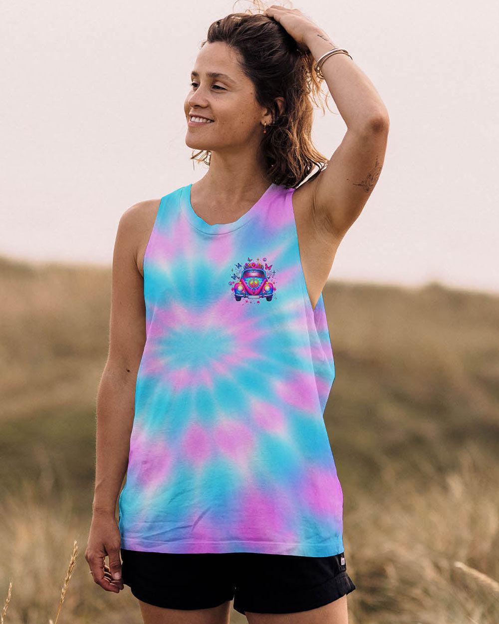 Older Now But I_E2_80_99m Still Runnin_E2_80_99 Against the Wind Tie Dye Hippie Car Graphic AOP Shirts _13_ TreVS