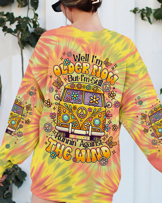 Older Now But I_E2_80_99m Still Runnin_E2_80_99 Against the Wind Yellow Tie Dye Hippie Van Design AOP Shirts _10_ gGYDV