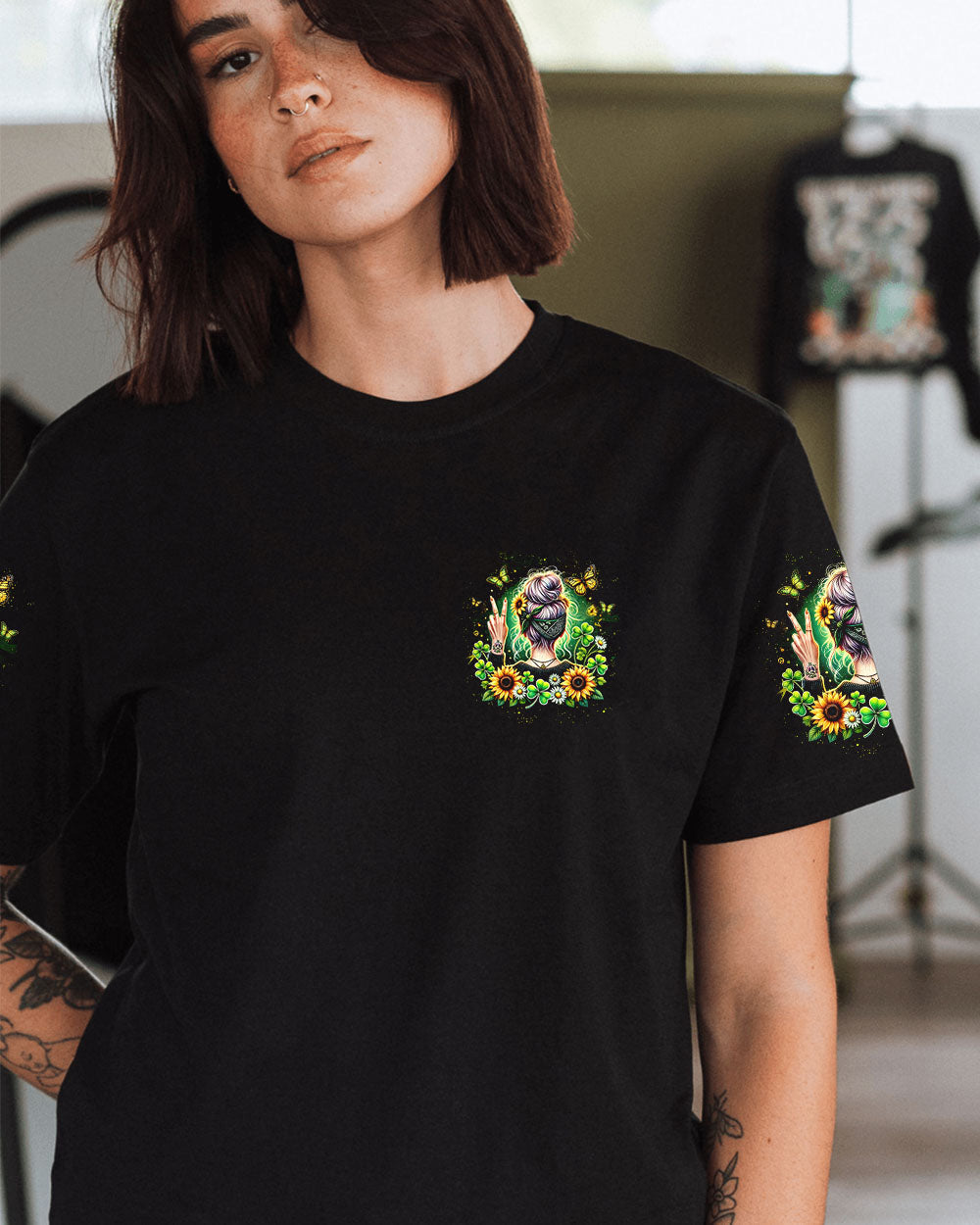 Older Now But Im Still Runnin Against The Wind Hippie Sunflower Girl AOP Shirts _13_ 7gBiS