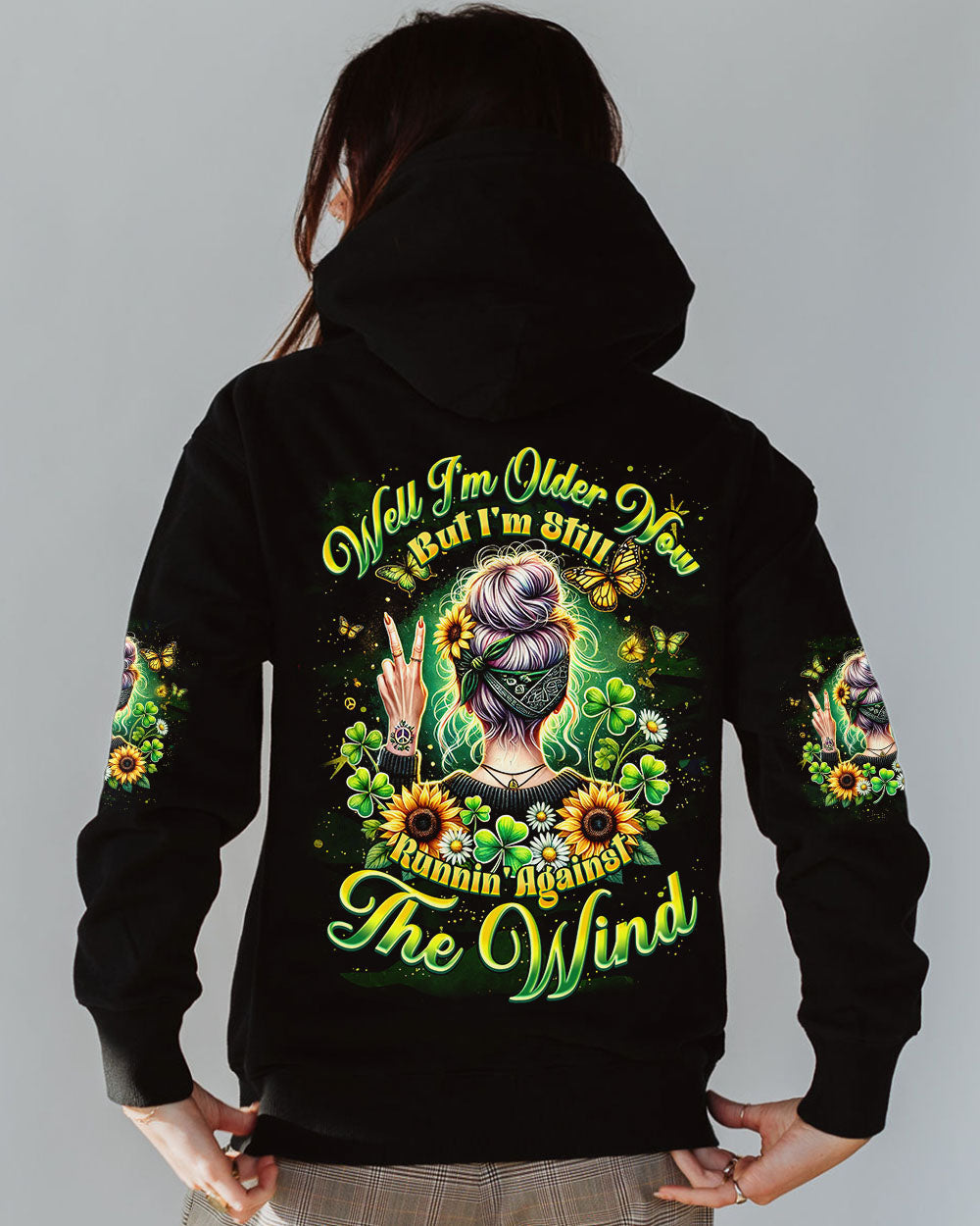 Older Now But Im Still Runnin Against The Wind Hippie Sunflower Girl AOP Shirts _5_ WqEzS