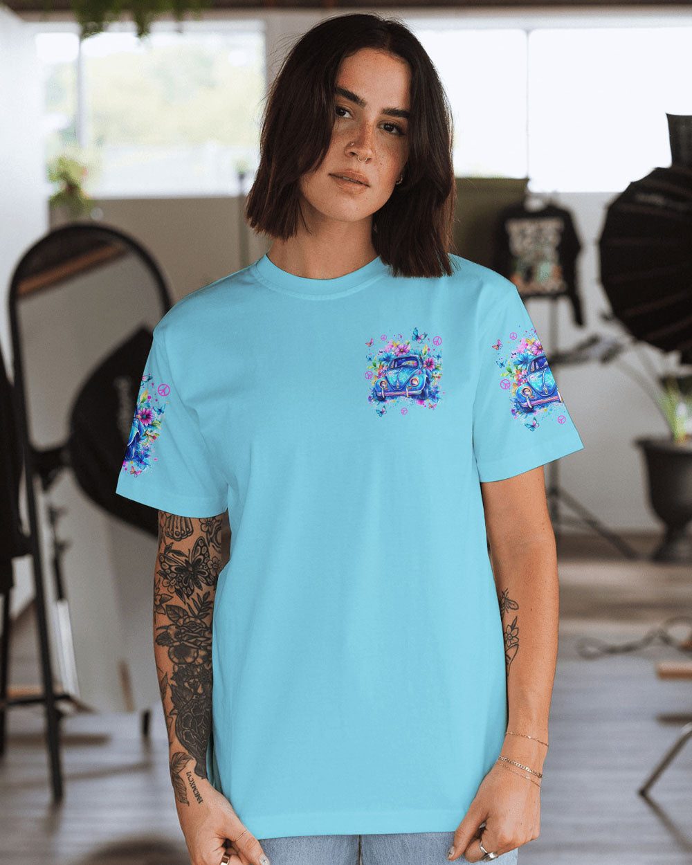 Older Now But Im Still Runnin Against the Wind Blue Retro Car Graphic AOP Shirts _2_ fJFyc