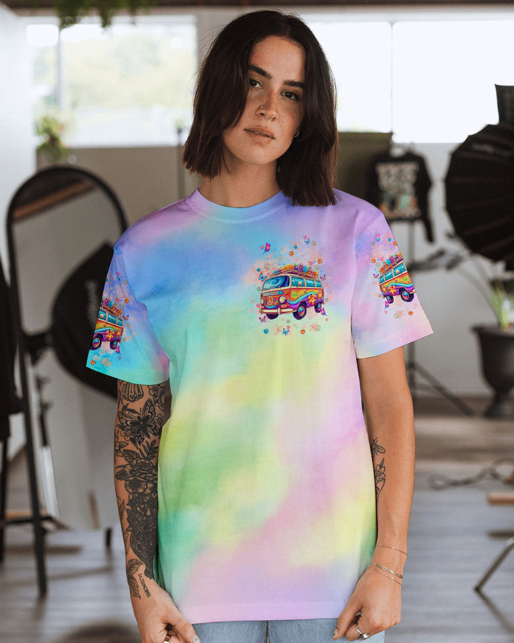 Older Now But Im Still Runnin Against the Wind Peace Van and Flowers AOP Shirts _13_ N91XZ