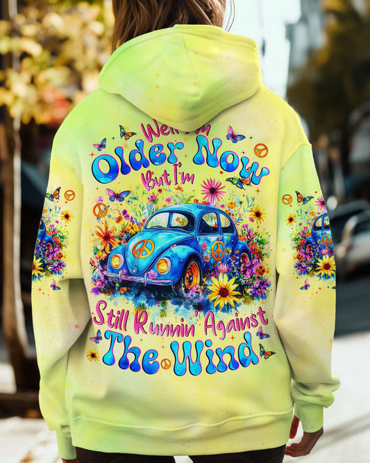 Older Now But Im Still Running Against The Wind Blue Hippie Car Floral AOP Shirts _1_ FLGvM