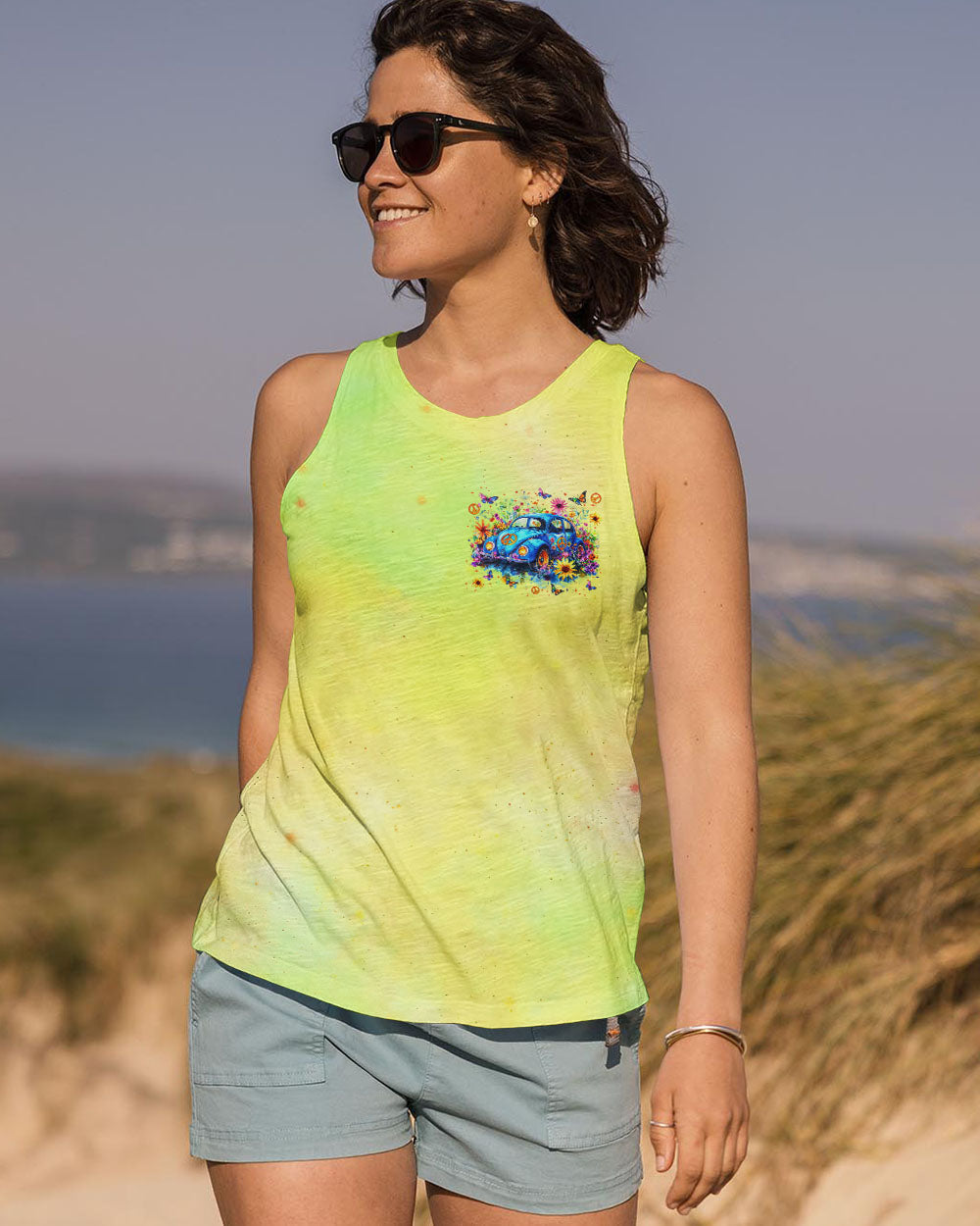 Older Now But Im Still Running Against The Wind Blue Hippie Car Floral AOP Shirts _7_ X3J1C