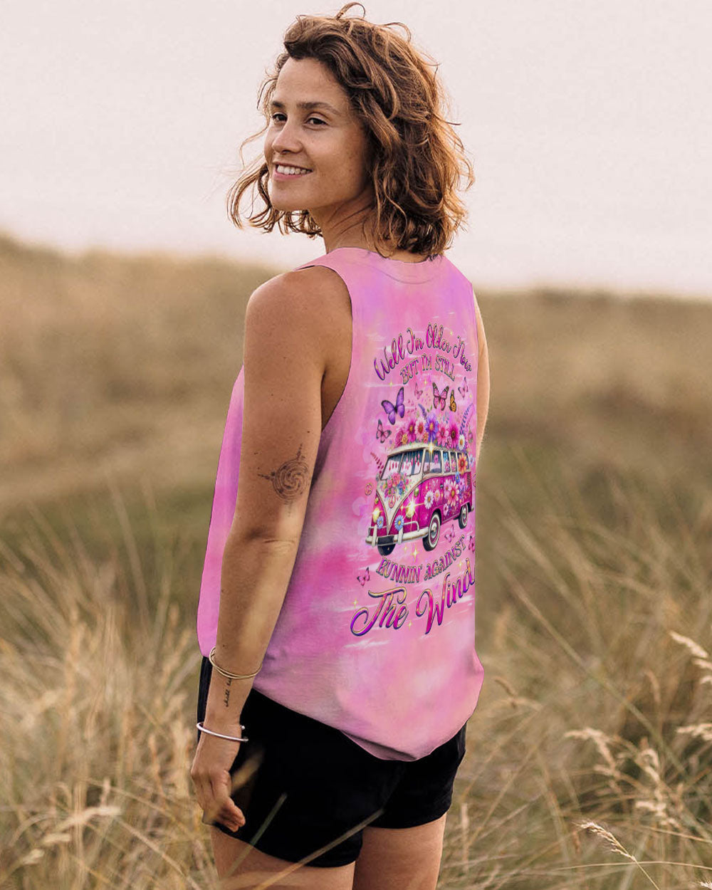 Older Now But Im Still Running Against The Wind Pink Hippie Van AOP Shirts _7_ FaDfz