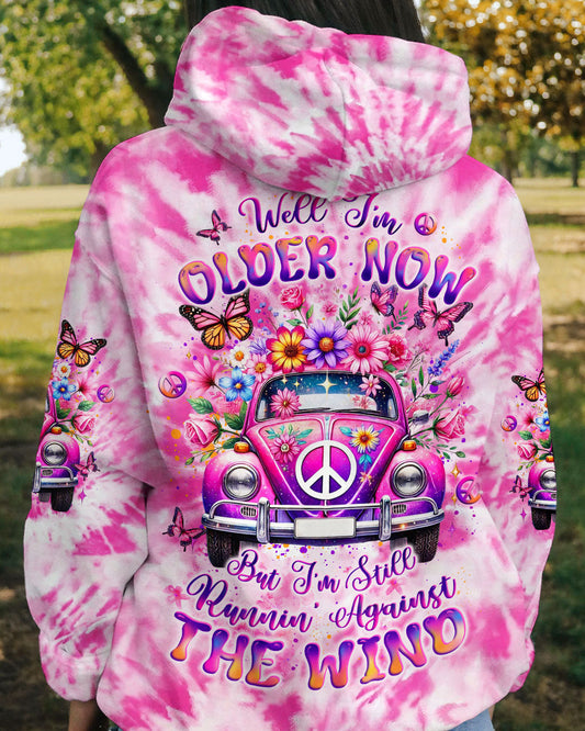 Older Now But Im Still Running Against The Wind Pink Tie Dye Hippie Car AOP Shirts _1_ fjGUf