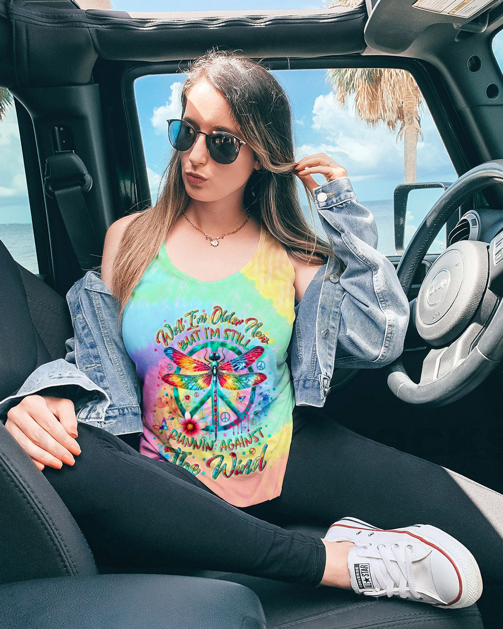 Older Now But Im Still Running Against The Wind Tie Dye Colorful Dragonfly AOP Shirts _12_ az9wP