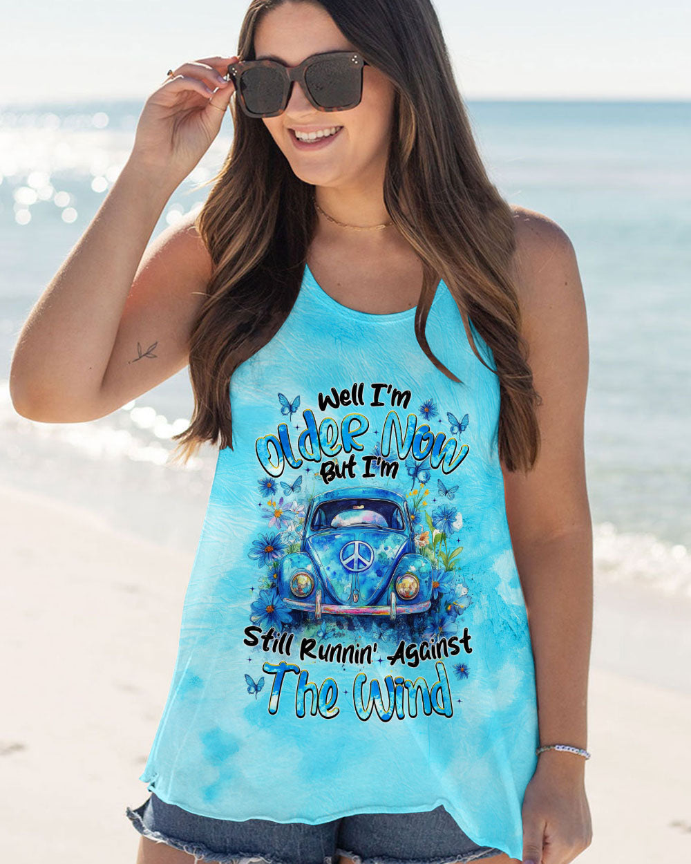 Older Now But Im Still Running Against The Wind Watercolor Blue VW Beetle AOP Shirts _5_ Mx39g