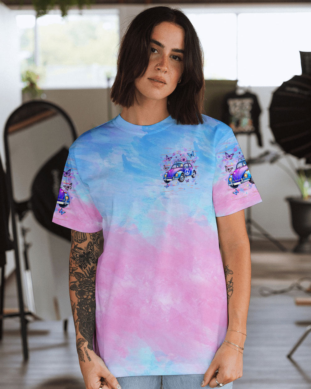 Older Now But Im Still Running Against the Wind Tie Dye Hippie Car AOP Shirts _9_ p9Z6G