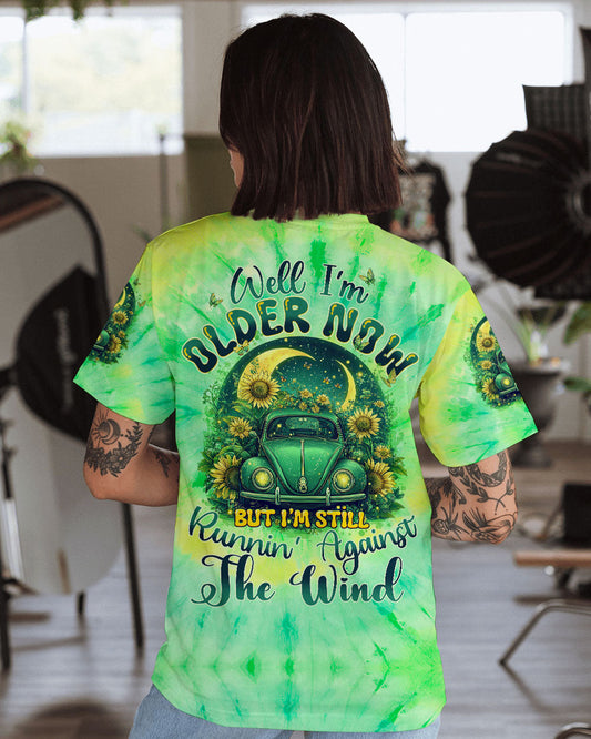 Older Now But Im Still Running Against the Wind Tie Dye Hippie VW Bug Sunflowers AOP Shirts _1_ pPjKr