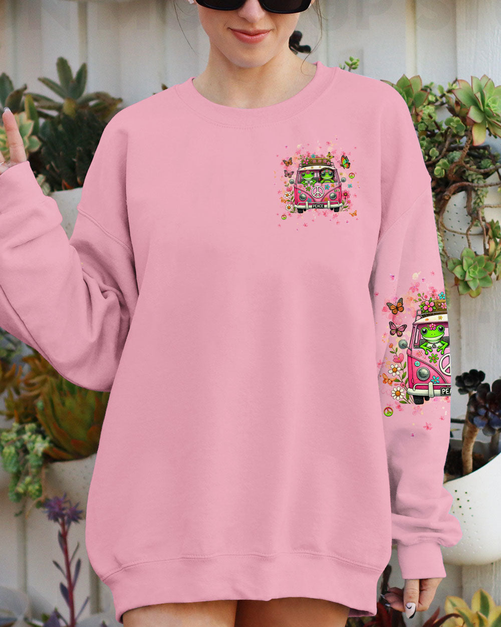 Older Now But Still Running Against The Wind Hippie Frogs with Floral Van Design AOP Shirts _2_ ThiI2